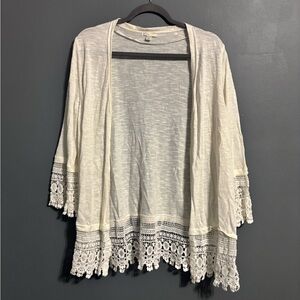 Cato boho beachy lightweight cardigan with crochet accents size 18/20W